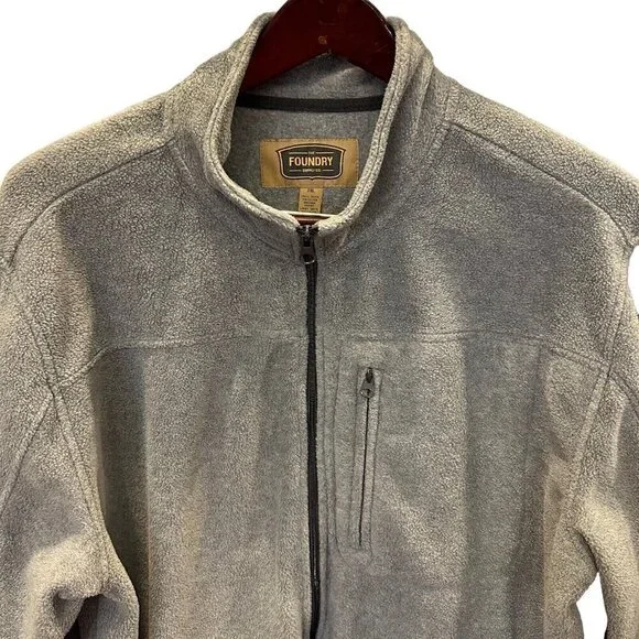 Fleece Zipper Jacket Coat Grey Mens 2XL Foundry Supply Zip Pockets Gorpcore - Picture 2 of 12